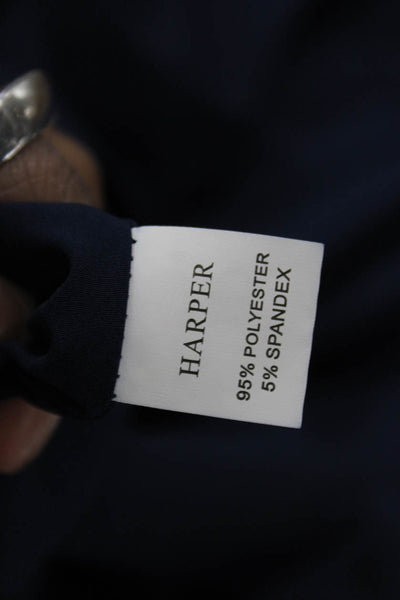 Harper Women Shift Dress Blue Round Neck 3/4 Sleeve Short Zip Size S