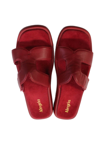 Alegria Womens Slip On Leather Low Heels Sandals Shoes Red Size 11