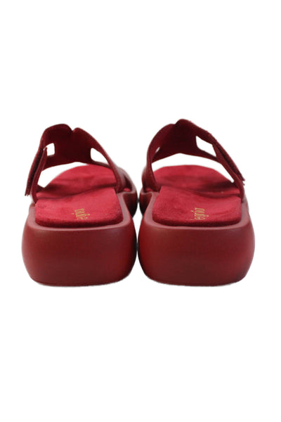 Alegria Womens Slip On Leather Low Heels Sandals Shoes Red Size 11