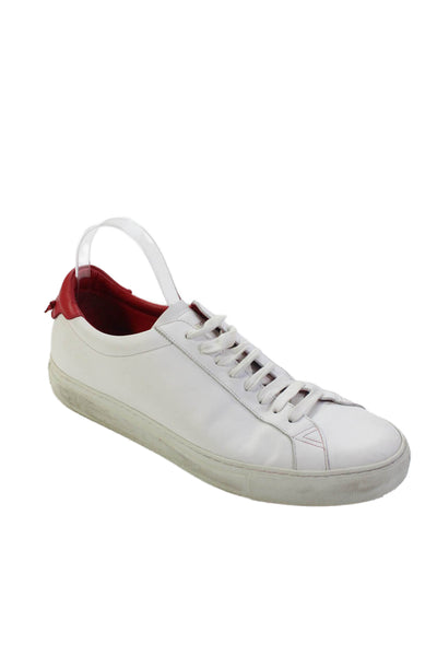 Givenchy Mens Leather Low Top Lace Up Walking Sneakers White Red Size 44