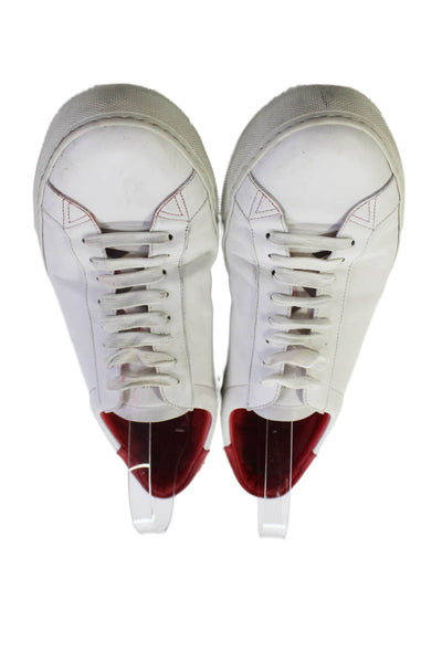 Givenchy Mens Leather Low Top Lace Up Walking Sneakers White Red Size 44