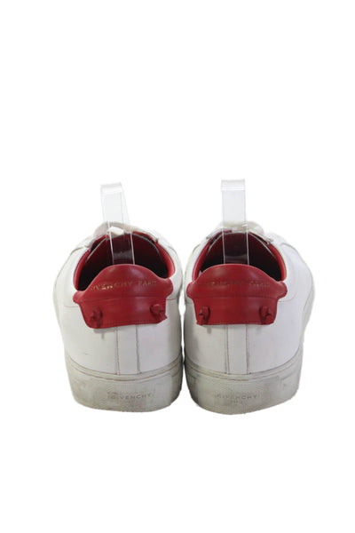 Givenchy Mens Leather Low Top Lace Up Walking Sneakers White Red Size 44