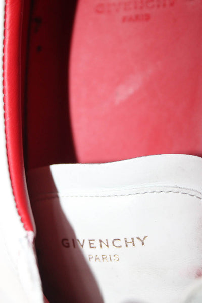 Givenchy Mens Leather Low Top Lace Up Walking Sneakers White Red Size 44