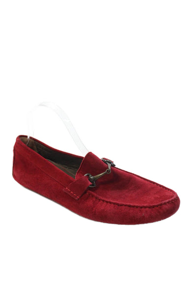 Roberto Cavalli Mens Suede Slide On Driving Loafers Red Size 42