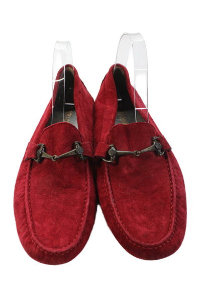 Roberto Cavalli Mens Suede Slide On Driving Loafers Red Size 42