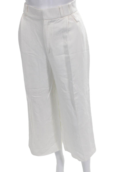 Zara Women Cropped White Linen Pants Size M