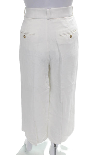 Zara Women Cropped White Linen Pants Size M