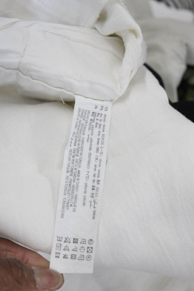 Zara Women Cropped White Linen Pants Size M