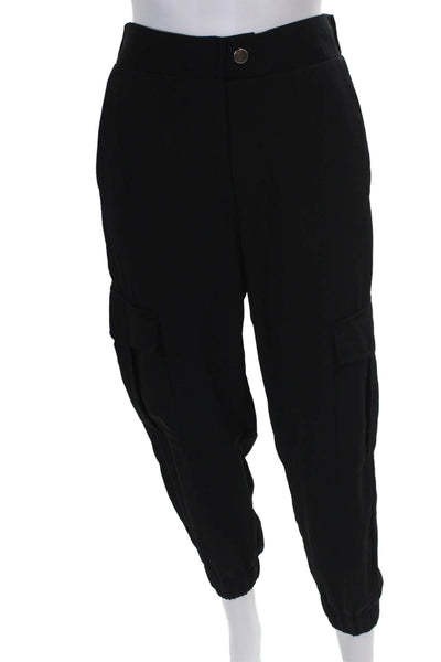 Zara Womens Cargo Pants Black Polyester Button Front Size M