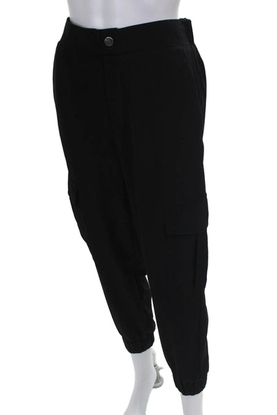 Zara Womens Cargo Pants Black Polyester Button Front Size M