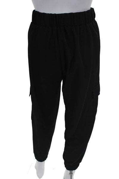 Zara Womens Cargo Pants Black Polyester Button Front Size M