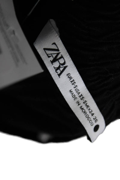 Zara Womens Cargo Pants Black Viscose Button Inseam 26 Size XS
