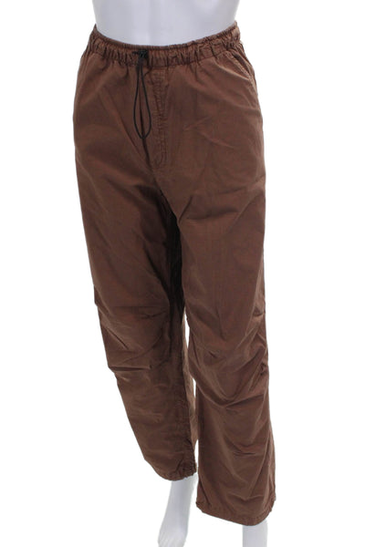 Zara Womens Jogger Pants Brown Cotton Drawstring Solid Size 4