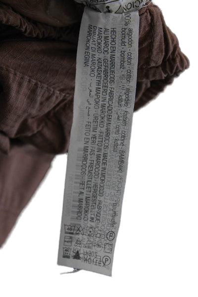 Zara Womens Jogger Pants Brown Cotton Drawstring Solid Size 4