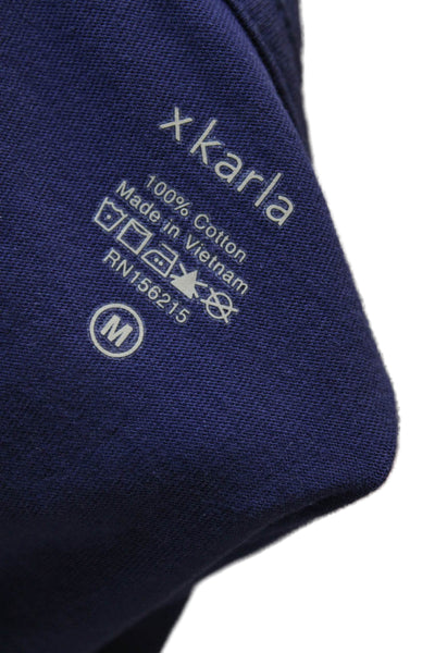 xkarla Womens Cropped T-Shirt Blue Cotton Crew Neck Short Sleeve Size M
