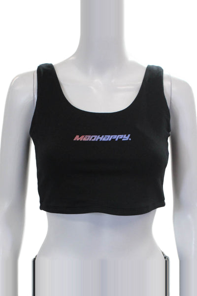 Madhappy Women Cropped Tank Black Micro Modal Scoop Neck Size S