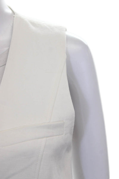 Zara Women White Sleeveless Button Vest Size S