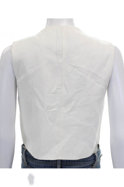 Zara Women White Sleeveless Button Vest Size S