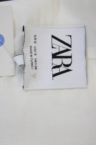 Zara Women White Sleeveless Button Vest Size S