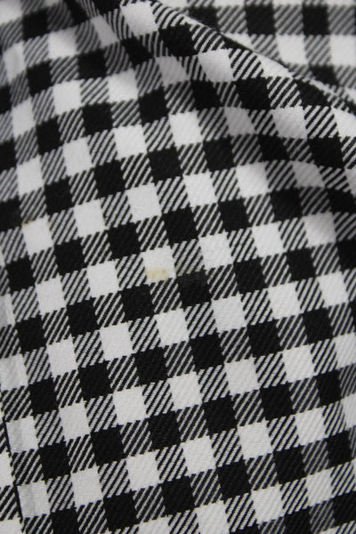 Pinko Women Black Cotton Collared Check Button-Up Long Sleeve Basic Size M