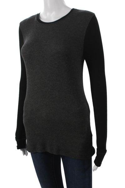 Goldie Women Tunic T-Shirt Gray Colorblock Long Sleeve Crew Neck Modal Size S