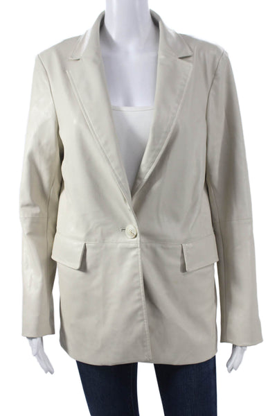 Central Park West Women Beige Basic Jacket Button Long Sleeve Size M