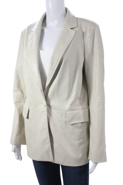Central Park West Women Beige Basic Jacket Button Long Sleeve Size M