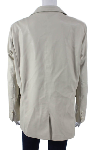 Central Park West Women Beige Basic Jacket Button Long Sleeve Size M