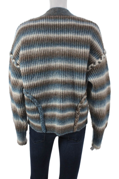 Berenice Womens Cardigan Multicolor Striped V-Neck Acrylic Long Sleeve Size S