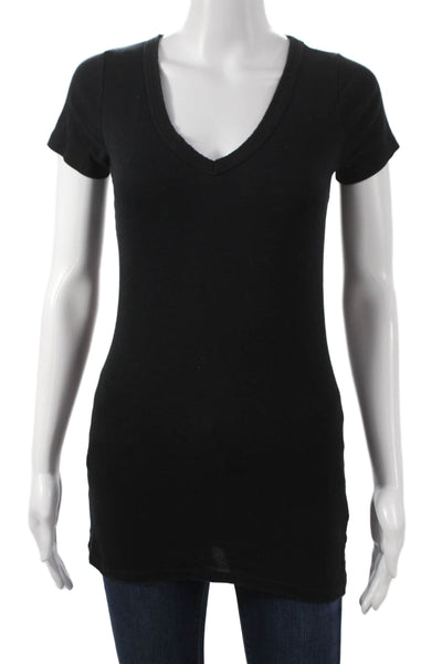 Michael Stars Womens Black Supima Cotton V-Neck Short Sleeve T-Shirt Size S
