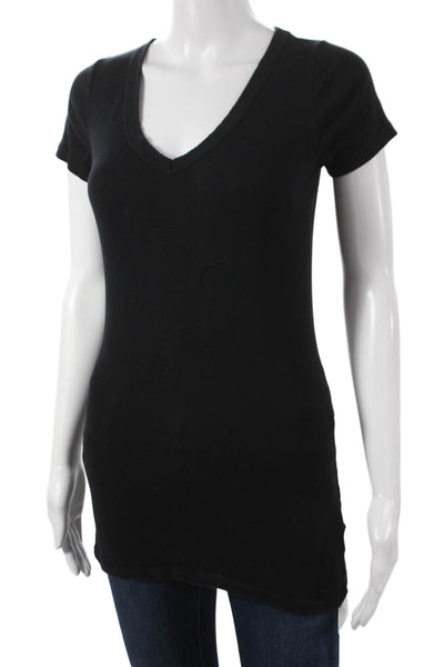 Michael Stars Womens Black Supima Cotton V-Neck Short Sleeve T-Shirt Size S
