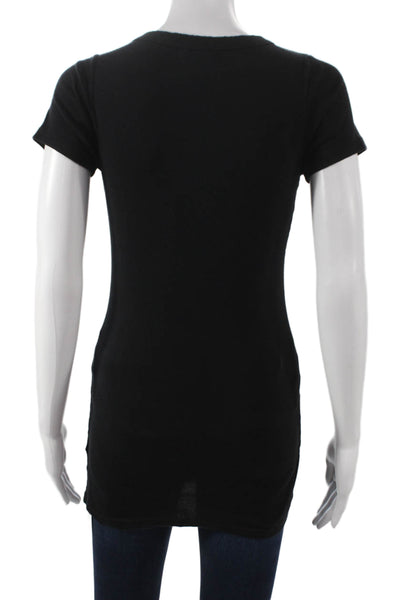 Michael Stars Womens Black Supima Cotton V-Neck Short Sleeve T-Shirt Size S