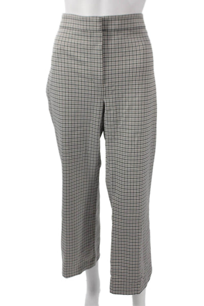 Theory Womens Cropped Check Multicolor Pants Polyamide Size 16