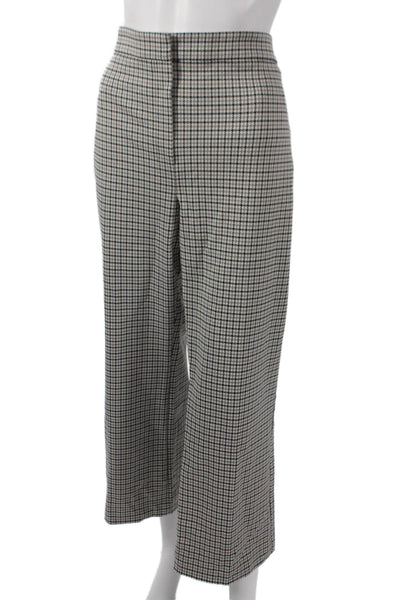 Theory Womens Cropped Check Multicolor Pants Polyamide Size 16
