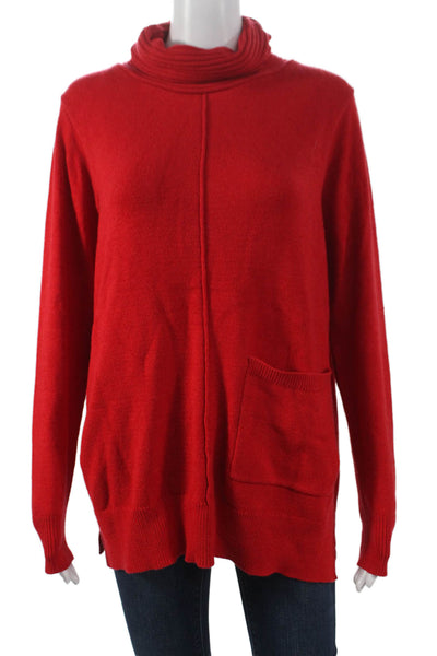 Renuar Women Red Viscose Cowl Neck Pullover Sweater Long Sleeve Petite Size S