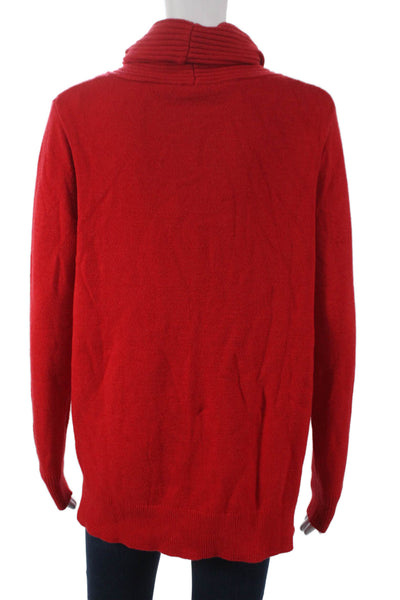 Renuar Women Red Viscose Cowl Neck Pullover Sweater Long Sleeve Petite Size S