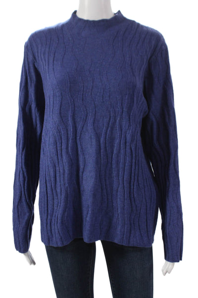 Renuar Womens Blue Geometric Mock Neck Pullover Sweater Long Sleeve Size XL