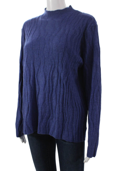 Renuar Womens Blue Geometric Mock Neck Pullover Sweater Long Sleeve Size XL