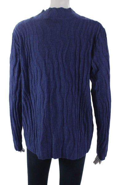 Renuar Womens Blue Geometric Mock Neck Pullover Sweater Long Sleeve Size XL