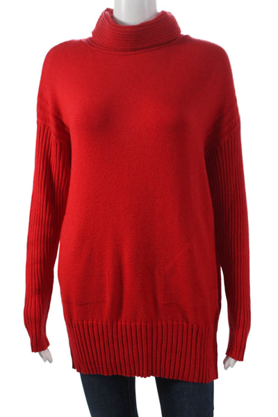 Renuar Womens Red Viscose Turtleneck Pullover Sweater Long Sleeve Size XS