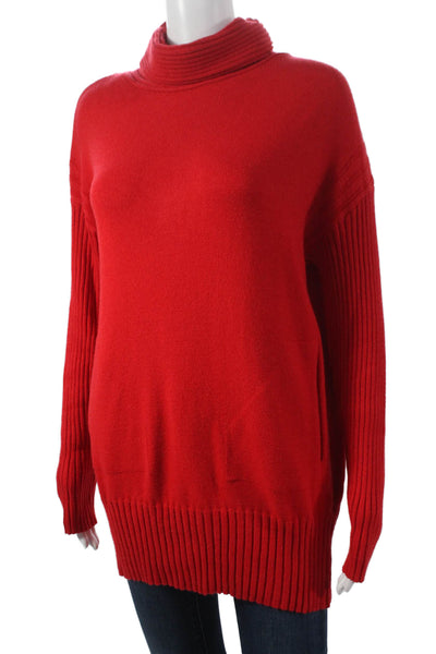 Renuar Womens Red Viscose Turtleneck Pullover Sweater Long Sleeve Size XS