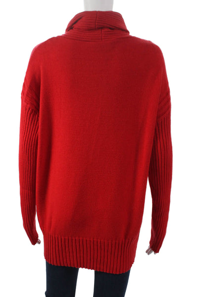 Renuar Womens Red Viscose Turtleneck Pullover Sweater Long Sleeve Size XS