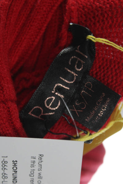 Renuar Womens Red Viscose Turtleneck Pullover Sweater Long Sleeve Size XS