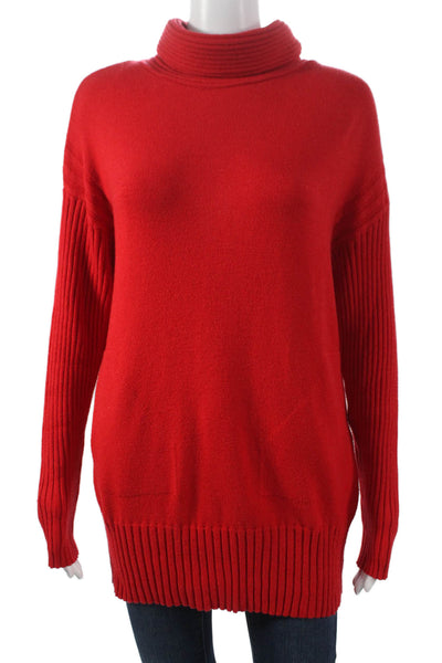 Renuar Women Pullover Sweater Red Viscose Cowl Neck Long Sleeve Size L
