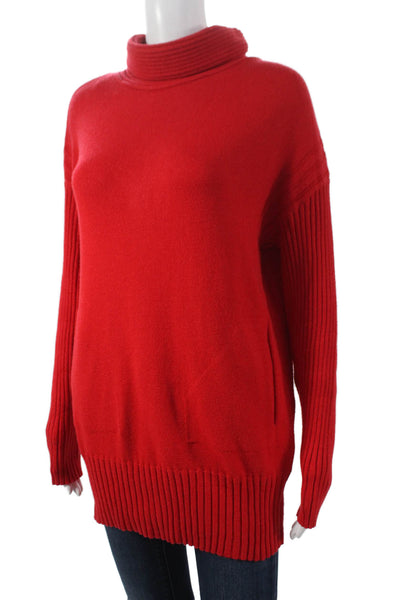 Renuar Women Pullover Sweater Red Viscose Cowl Neck Long Sleeve Size L