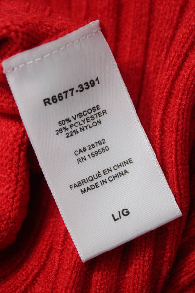 Renuar Women Pullover Sweater Red Viscose Cowl Neck Long Sleeve Size L