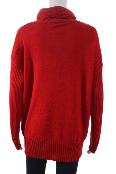 Renuar Womens Red Viscose Cowl Neck Long Sleeve Pullover Sweater Petite Size S