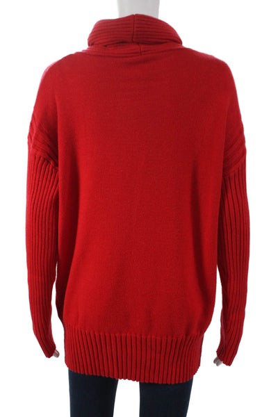 Renuar Women Red Viscose Cowl Neck Pullover Sweater Long Sleeve Size XL