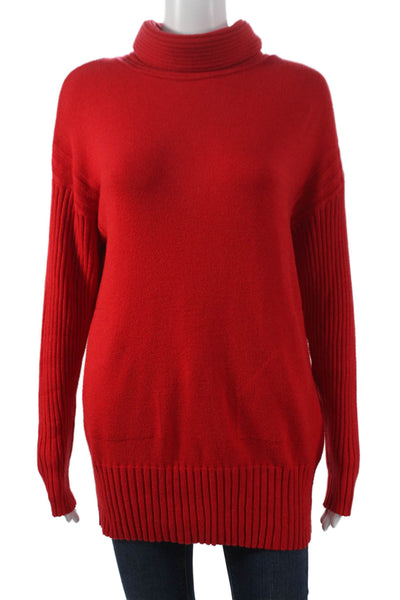 Renuar Women Red Viscose Turtleneck Pullover Sweater Long Sleeve Size M