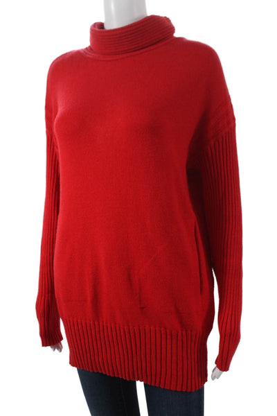 Renuar Women Red Viscose Turtleneck Pullover Sweater Long Sleeve Size M